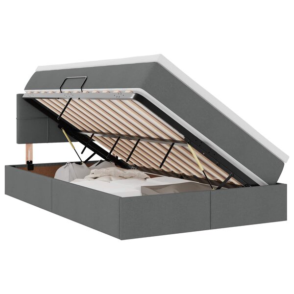 vidaXL Lit avec rangement et matelas Gris foncé 120 x 200 cm