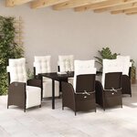 vidaXL Ensemble de salle à manger pour jardin 7 Pièces Marron Poly rotin