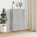 vidaXL Buffet haut gris béton 69 5x31x115 cm bois d'ingénierie