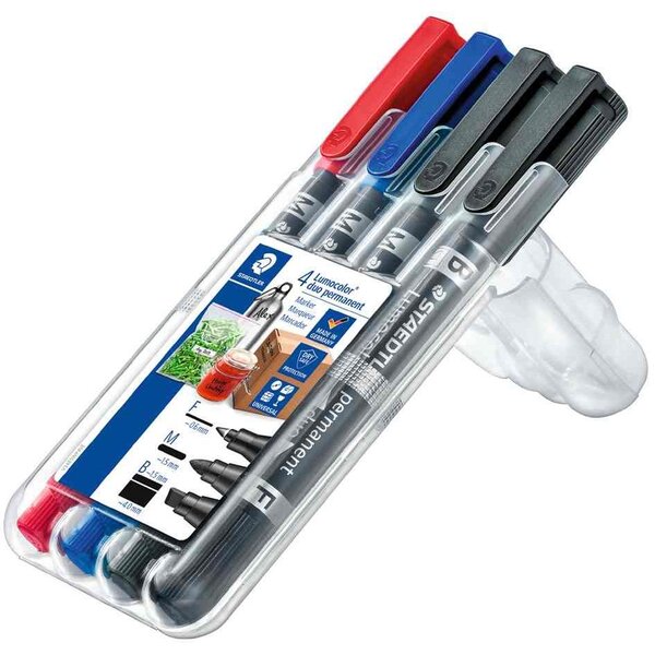 Marqueur permanent lumocolor duo  étui de 4 staedtler