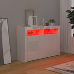 vidaXL Buffet avec lumières LED blanc brillant 115 5x30x75 cm