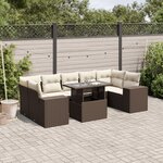 vidaXL Salon de jardin 8 Pièces avec coussins marron résine tressée