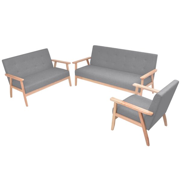 vidaXL Ensemble de canapés 3 Pièces Tissu Gris clair