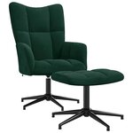 vidaXL Chaise de relaxation avec tabouret Vert foncé Velours