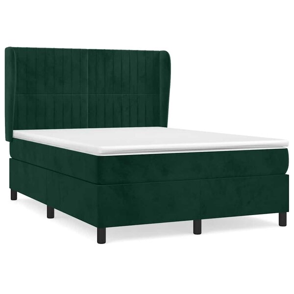 vidaXL Sommier à lattes de lit et matelas Vert foncé 140x200cm Velours