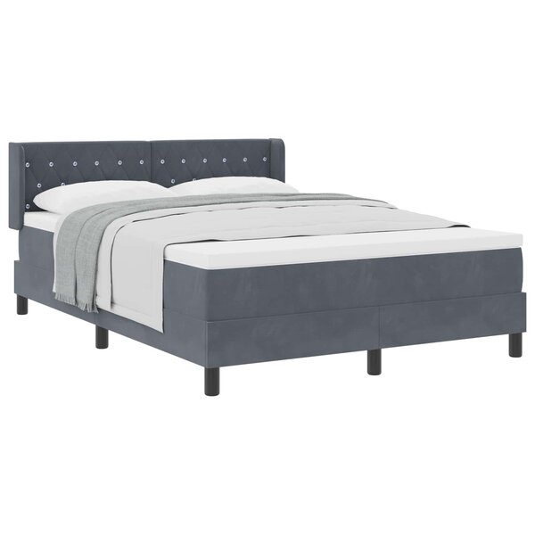 vidaXL Lit à ressorts avec matelas Gris foncé 200 x 160 cm Polyester