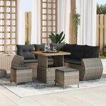 vidaXL Ensemble de canapé de jardin 8 Pièces Gris polyrotin