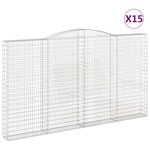 vidaXL Paniers à gabions arqués 15 Pièces 400x30x220/240 cm Fer galvanisé