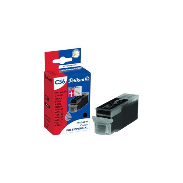 C56 cartouche jet d'encre compatible avec oem pgi-550pgbk xl 6431b001 noir pelikan printing