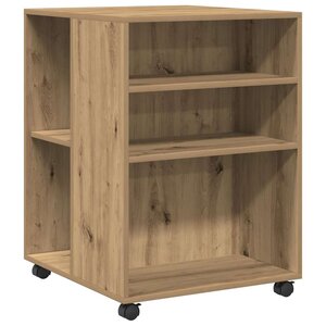 vidaXL Table d'appoint avec roues chêne artisanal bois d'ingénierie