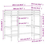 vidaXL Lit superposé avec bureau cire marron 90x200 cm bois pin massif