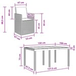 vidaXL Ensemble de salle à manger pour jardin avec coussin 5 Pièces PP
