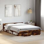 vidaXL Cadre de lit avec tiroirs sans matelas chêne fumé 120x200 cm