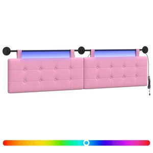 vidaXL Tête de lit suspendue Avec lumière LED Rose Tissu