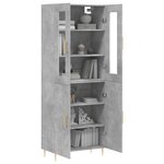 vidaXL Buffet haut Gris béton 69 5x34x180 cm Bois d'ingénierie