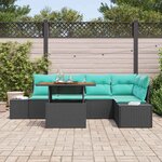 vidaXL Ensemble de canapé de jardin 6 Pièces Noir et Sarcelle