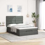 VidaXL Cadre de lit ottoman avec matelas gris foncé 140x190 cm tissu