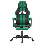 vidaXL Chaise de jeu pivotante et repose-pied Noir et vert Similicuir
