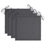 vidaXL Chaises à manger lot de 4 avec coussins anthracite Bois de teck