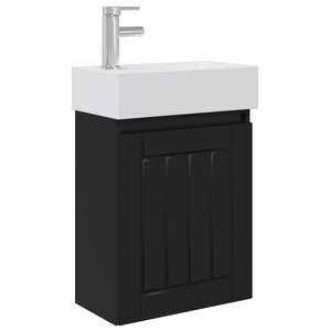vidaXL Meuble de salle de bain avec robinet Noir 45 5 x 25 5 x 84 cm