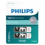 Philips clés usb 3.0 vivid 32 go 2 pièces blanc et gris