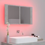 vidaXL Armoire de salle de bain à miroir LED Gris béton Acrylique