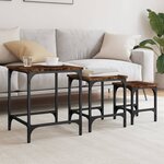 vidaXL Tables basses gigognes 3 Pièces chêne fumé bois d'ingénierie