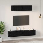 vidaXL Meuble TV mural 4 Pièces Chêne noir Petite 80 x 30 x 30.5 cm