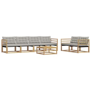 vidaXL Ensemble de canapés d'extérieur 7 Pièces Blanc et gris clair