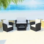 Vidaxl salon de jardin 4 pièces avec coussins résine tressée noir
