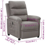 vidaXL Fauteuil inclinable électrique Gris clair Tissu