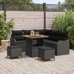 vidaXL Ensemble de canapé de jardin 8 Pièces Noir polyrotin