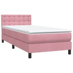 vidaXL Sommier à lattes de lit avec matelas rose 90x220 cm velours