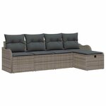 vidaXL Ensemble de canapé de jardin avec coussin 5 Pièces Gris Poly rotin