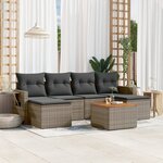 vidaXL Salon de jardin avec coussins 7 Pièces gris résine tressée