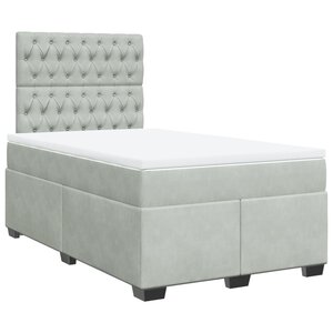 vidaXL Sommier à lattes de lit et matelas Gris clair 120x200cm Velours
