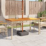 vidaXL Table de jardin beige 140x80x75 cm résine tressée et acacia