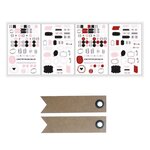 Stickers Bullet journal 4 planches blanc  rouge  noir + 20 étiquettes kraft Fanion
