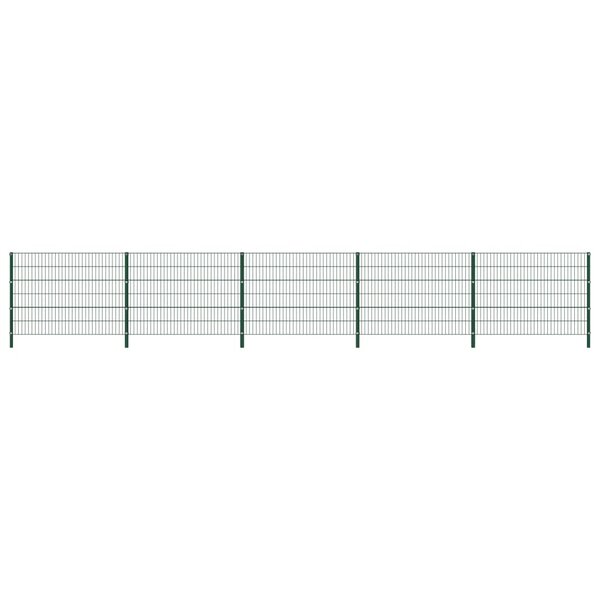 vidaXL Panneau de clôture avec poteaux Fer 8 5 x 1 2 m Vert