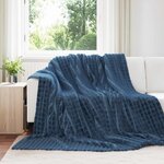 vidaXL Jeté Bleu marine 240 x 220 cm Toison