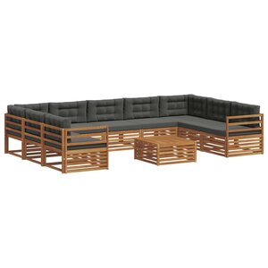 vidaXL Ensemble de canapés d'extérieur 10 pc Naturel et Anthracite
