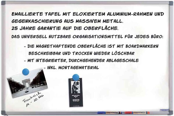 Tableau mural blanc, CC, (B)1.800 x (H)900 mm MAGNÉTOPLAN