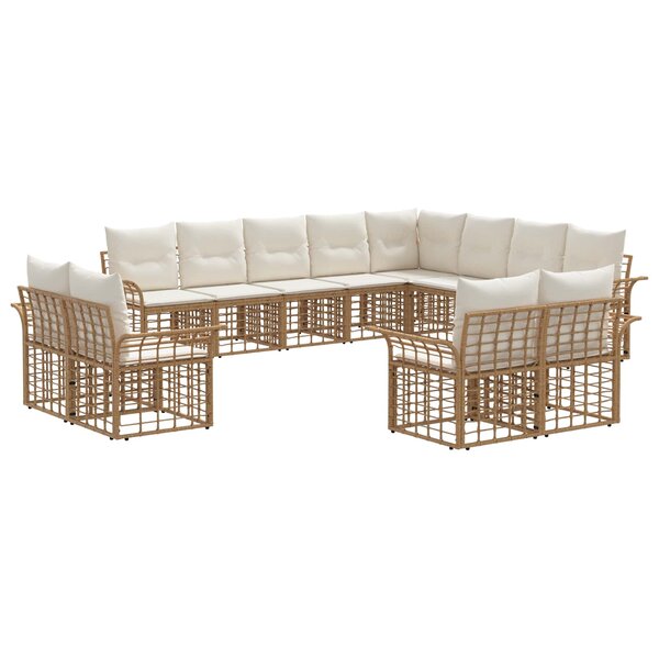 vidaXL Ensemble de canapés d'extérieur 12 pc Blanc Naturel et Crème