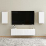 vidaXL Meuble TV Blanc et chêne sonoma 30 5x30x60 cm Bois d’ingénierie