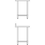 Table inox avec dosseret - gamme 600 - vogue -  - inox900x600 600x600x600mm