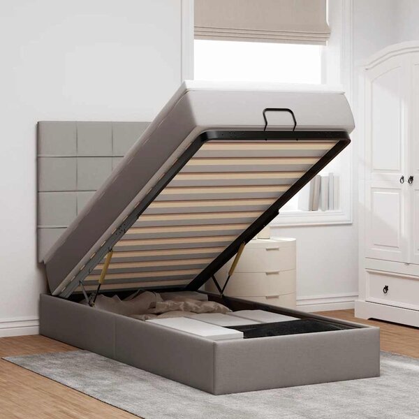 vidaXL Cadre de lit ottoman avec matelas taupe 100x200 cm tissu