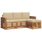 vidaXL Ensemble de canapés d'extérieur 4 Pièces Naturel et Beige