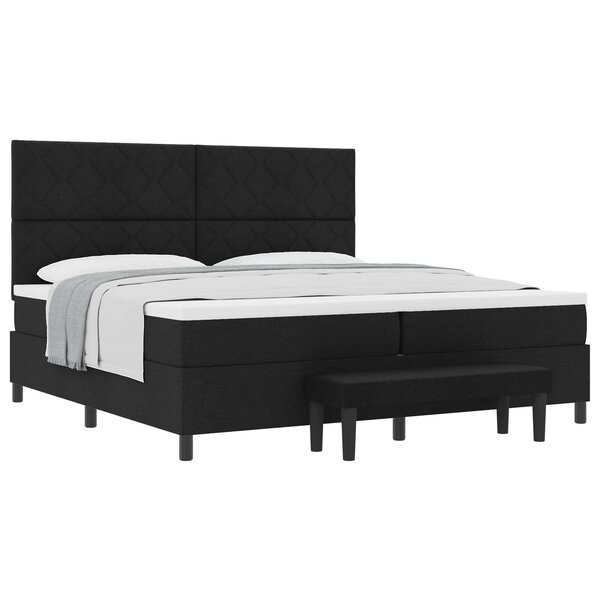 vidaXL Lit à ressorts avec tête de lit Noir 200 x 200 cm tissu