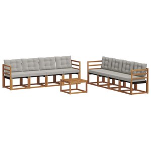 vidaXL Ensemble de canapés d'extérieur 9 Pièces Gris Naturel et Clair