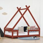 Lit cabane enfant TAHUKA 90 x 200 rouge brique